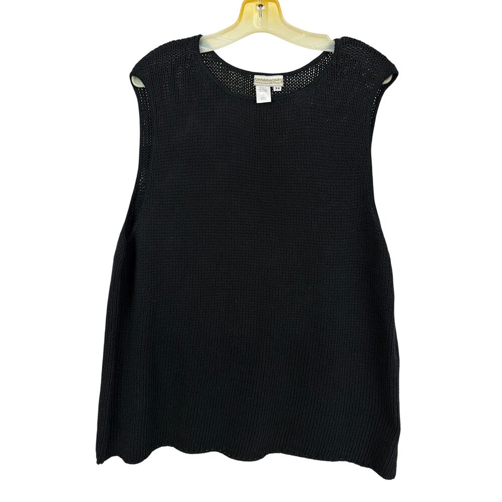 Vintage Coldwater Creek Black Sleeveless Sweater Vest Size 3X Made USA